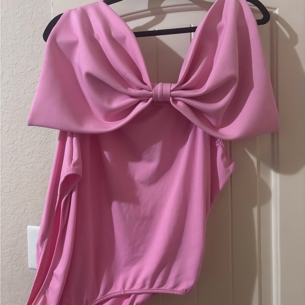 Pink One-Piece with Oversized Bow